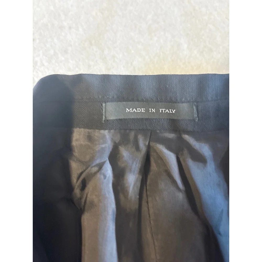 Emporio Armani Blazer Mens‎ 38.5L Black Herringbone 3-Button Suit Jacket Good